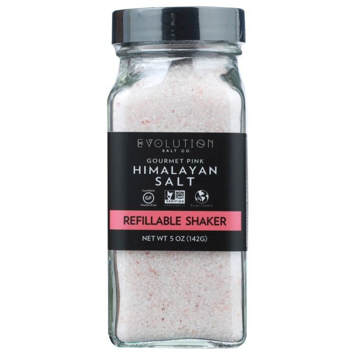 EVOLUTION SALT CO.: Gourmet Pink Himalayan Salt Refillable Shaker, 5 oz