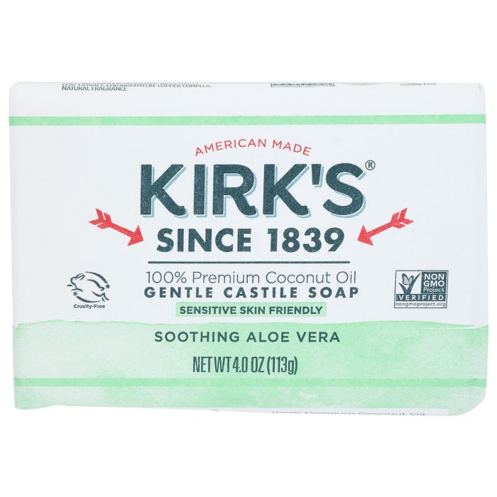 KIRKS: Gentle Castile Bar Soap Soothing Aloe Vera, 4 oz