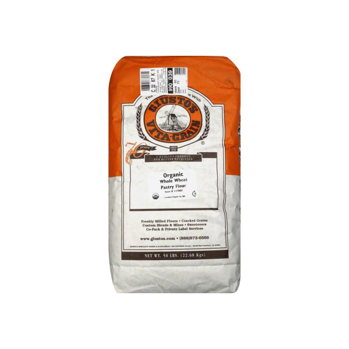 GIUSTOS: Flour Whole Wheat Pastry Organic, 50 lb
