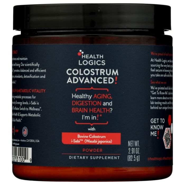 HEALTH LOGICS: Colostrum Advanced Powder, 2.91 oz