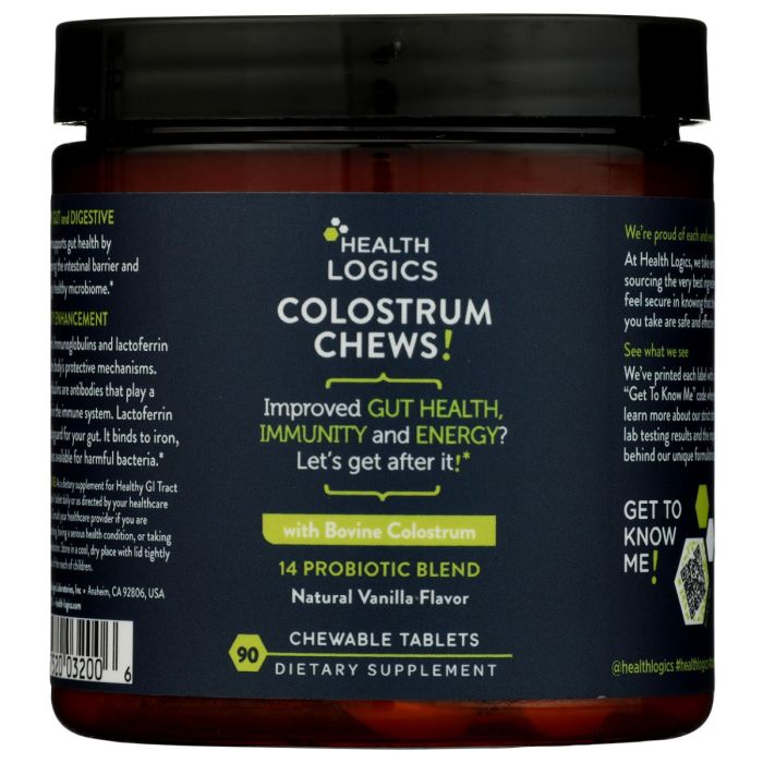 HEALTH LOGICS: Colostrum Chews Vanilla, 90 tb