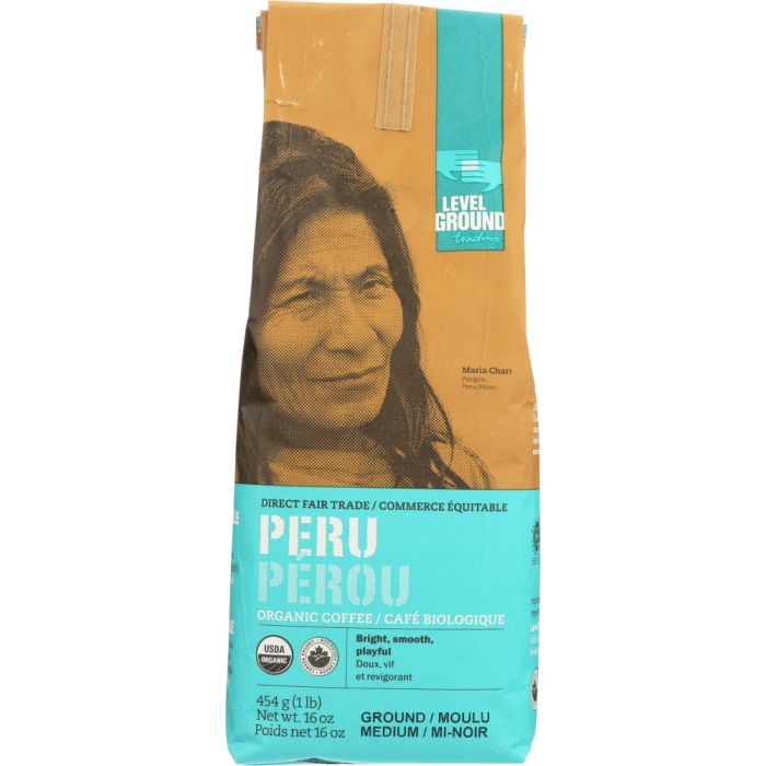 LEVEL GROUND COFFEE: Coffee Ground Peru Medium Organic, 16 oz