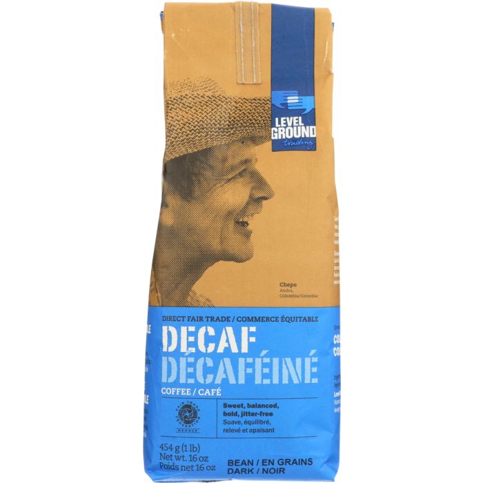 LEVEL GROUND COFFEE: Coffee Whole Bean Dark Decaf, 16 oz
