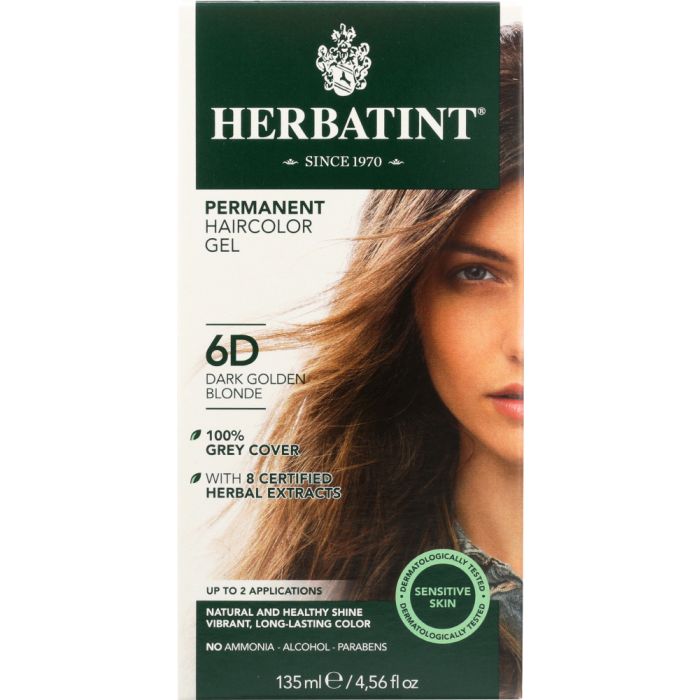 HERBATINT: Permanent Hair Color Gel 6D Dark Golden Blonde, 4.56 oz