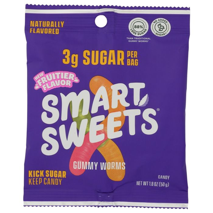 SMART SWEETS: Gummy Worms Candy, 1.8 oz