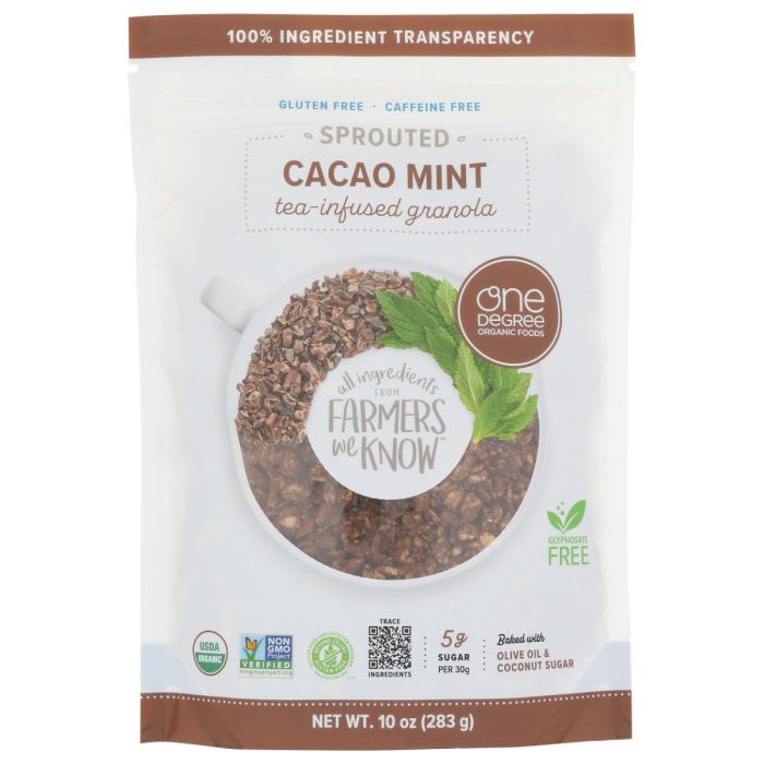 ONE DEGREE: Cacao Mint Tea Infused Granola, 10 oz