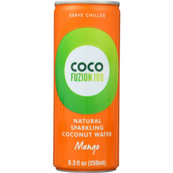COCO FUZION 100: Natural Sparkling Coconut Water Mango, 8.3 oz