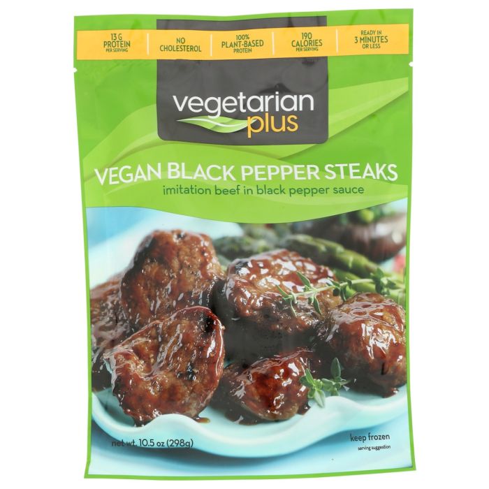 VEGETARIAN PLUS: Vegan Black Pepper Steaks, 10.5 oz