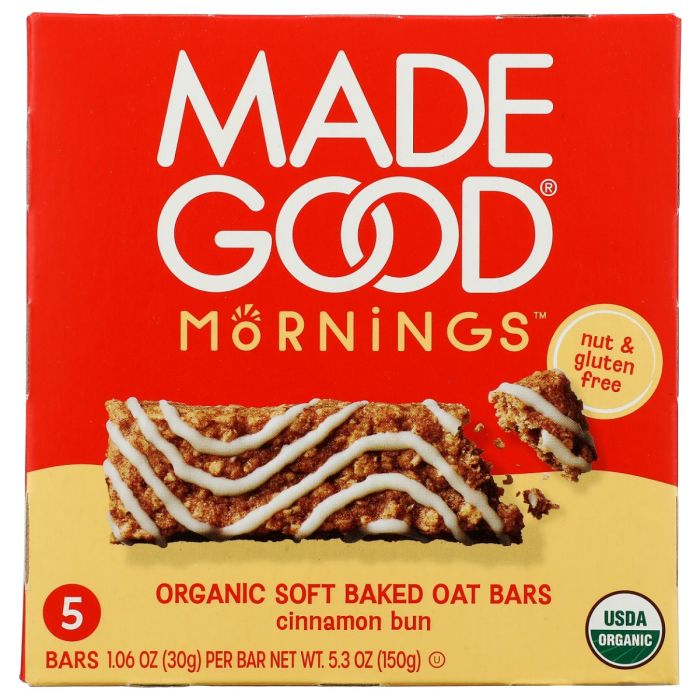 MADEGOOD: Mornings Cinnamon Bun Soft Baked Oat Bars, 5.3 oz