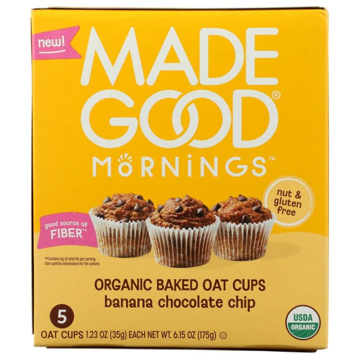 MADEGOOD: Banana Chocolate Chip Organic Baked Oat Cups, 6.15 oz
