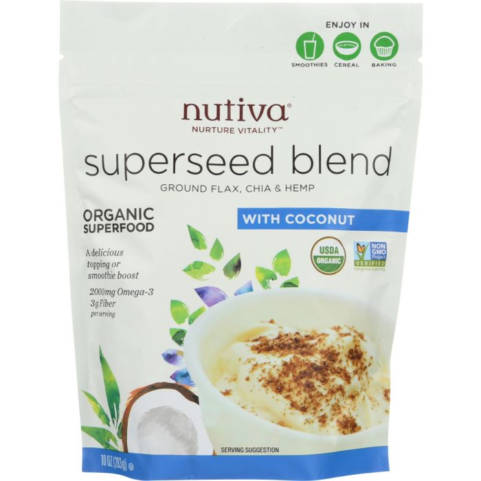 NUTIVA: Organic Superseed Blend Ground Flax Chia and Hemp, 10 oz