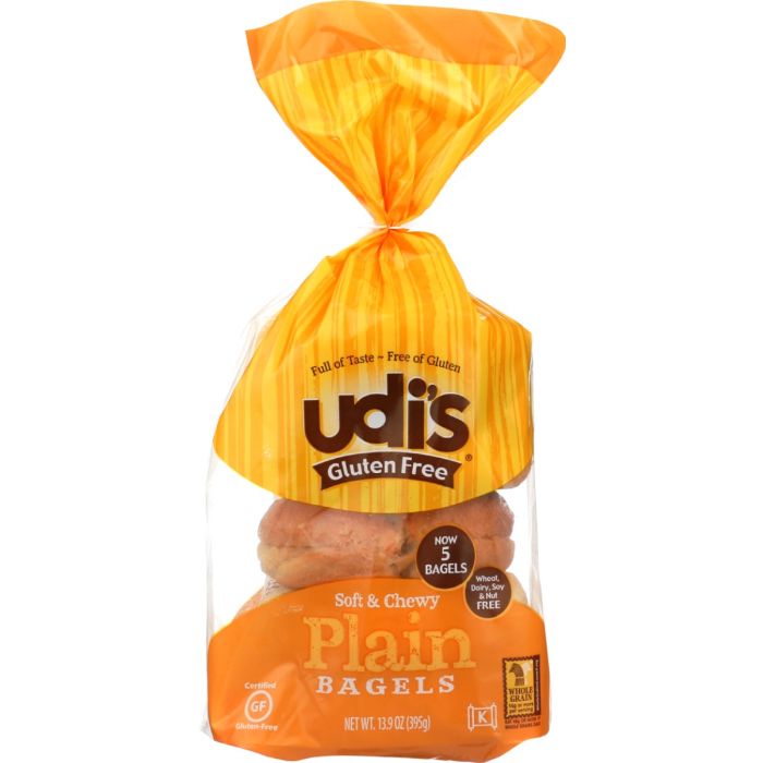UDIS: Gluten Free Plain Bagel, 13.9 oz