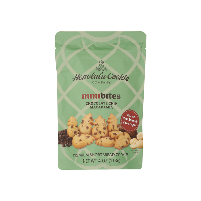 HONOLULU COOKIE COMPANY: Chocolate Chip Macadamia Mini Bites Shortbread Cookies, 4 oz