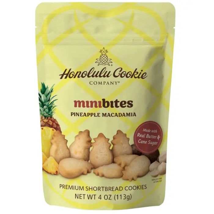 HONOLULU COOKIE COMPANY: Pineapple Macadamia Mini Bites Shortbread Cookies, 4 oz