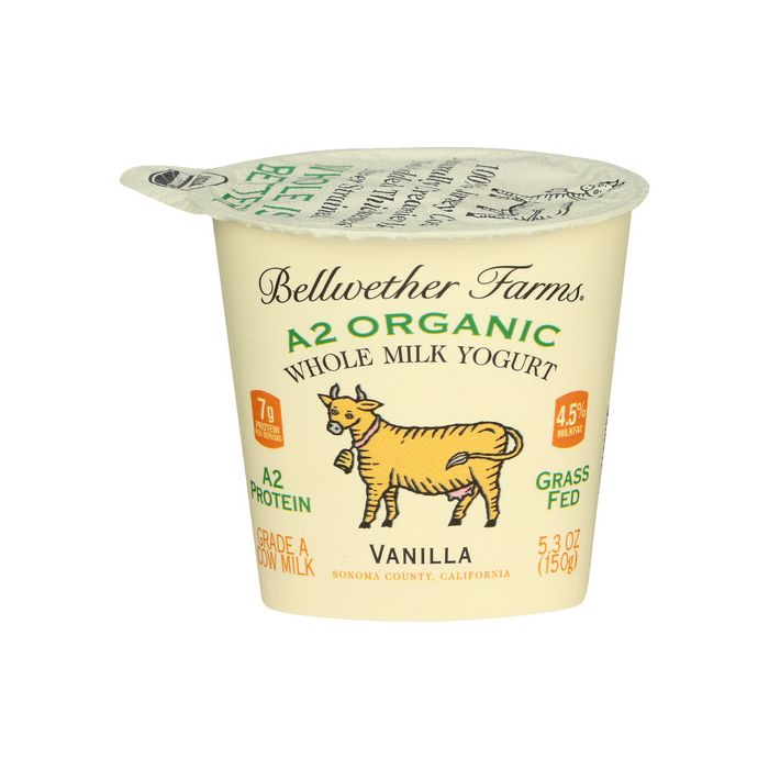 BELLWETHER FARMS: A2 Organic Vanilla Whole Milk Yogurt, 5.3 oz