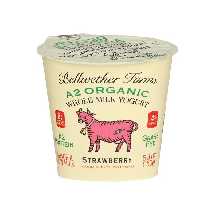 BELLWETHER FARMS: A2 Organic Strawberry Whole Milk Yogurt, 5.3 oz