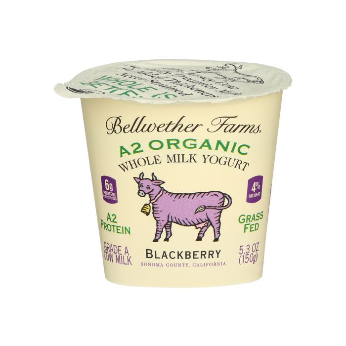 BELLWETHER FARMS: A2 Organic Blackberry Whole Milk Yogurt, 5.3 oz