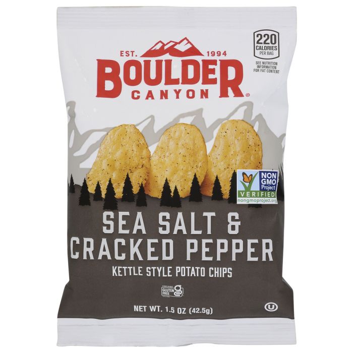 BOULDER CANYON: Sea Salt & Cracked Pepper Kettle Cooked Potato Chips, 1.5 oz