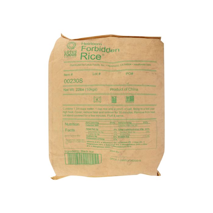LOTUS FOODS: Heirloom Forbidden Rice, 22 lb.