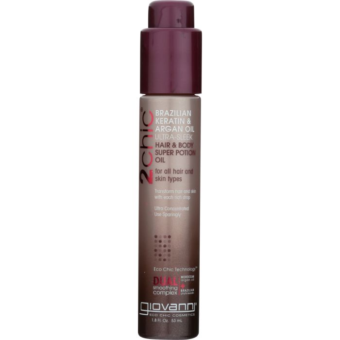 GIOVANNI COSMETICS: Ultra-Sleek Hair & Body Super Potion Brazilian Keratin & Argan Oil, 1.8 oz