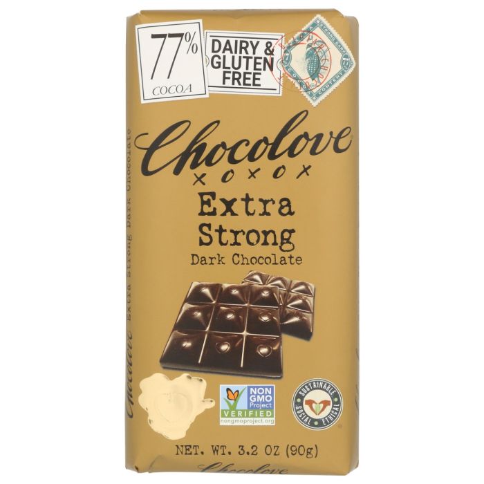 CHOCOLOVE: Extra Strong Dark Chocolate Bar, 3.2 oz