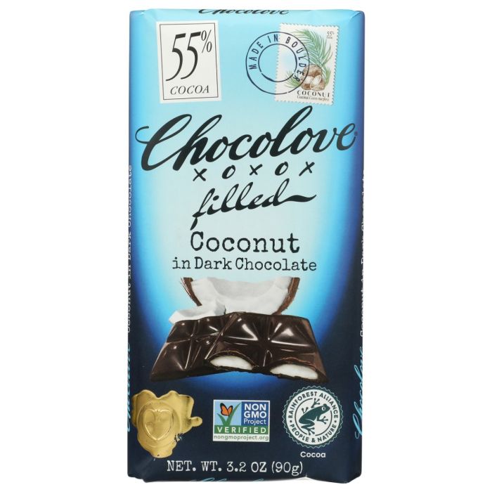 CHOCOLOVE: Coconut in Dark Chocolate Bar, 3.2 oz