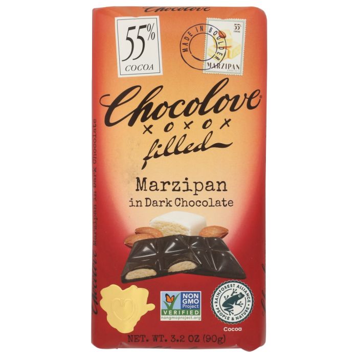 CHOCOLOVE: Marzipan in Dark Chocolate Bar, 3.2 oz