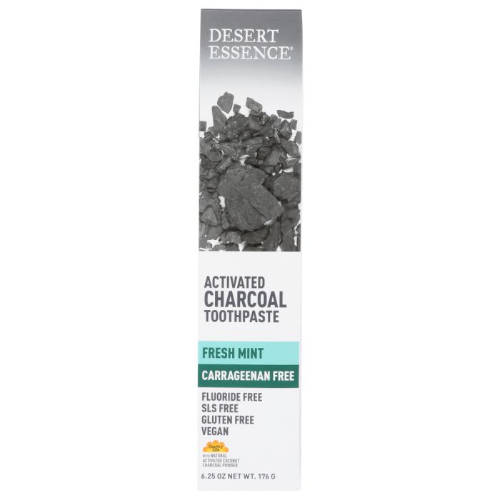 DESERT ESSENCE: Activated Charcoal Carrageenan Free Toothpaste, 6.25 oz