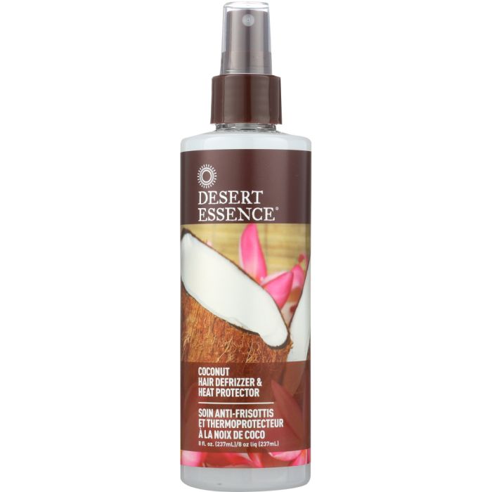 DESERT ESSENCE: Hair Defrizzer and Heat Protector Coconut, 8.5 oz