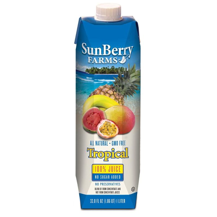 SUNBERRY FARMS: 100% Tropical Juice, 33.81 oz