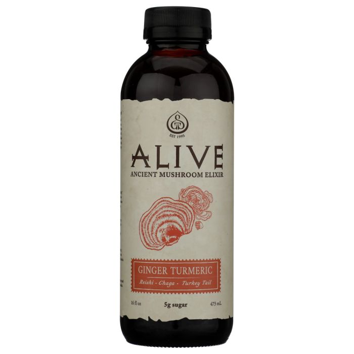 GTS LIVING FOODS: Alive Adaptogenic Guayusa Tea Ginger Turmeric, 16 oz