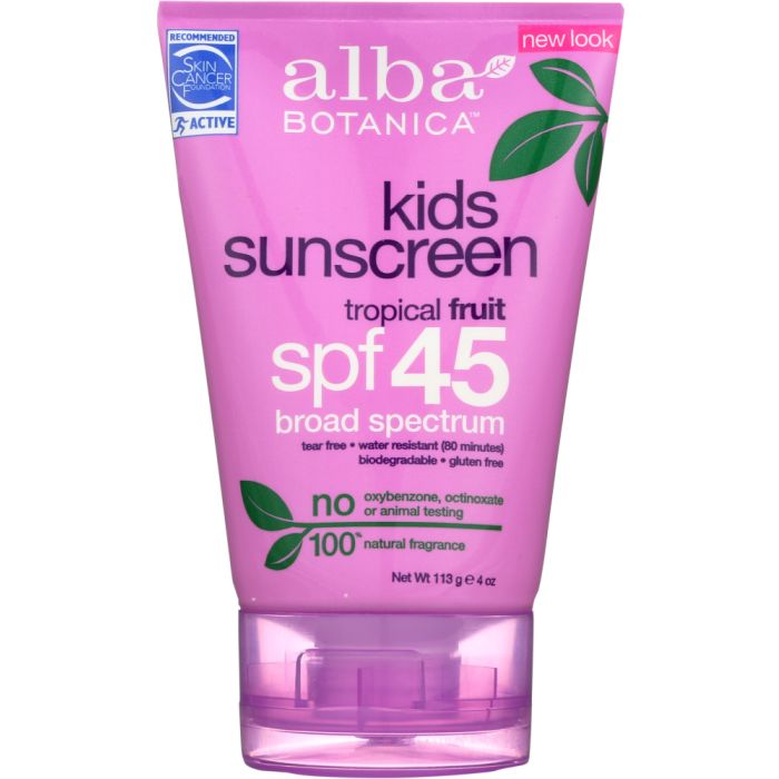ALBA BOTANICA: Natural Very Emollient Sunscreen Kids SPF 45, 4 oz