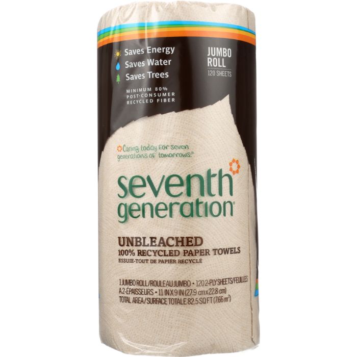 SEVENTH GENERATION: 100 Percent Recycled Paper Towels Unbleached, 1 ea