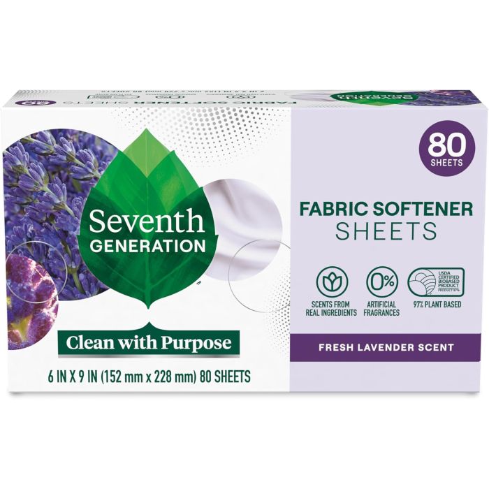 SEVENTH GENERATION: Fabric Softener Sheets Fresh Lavender Scent, 80 pc
