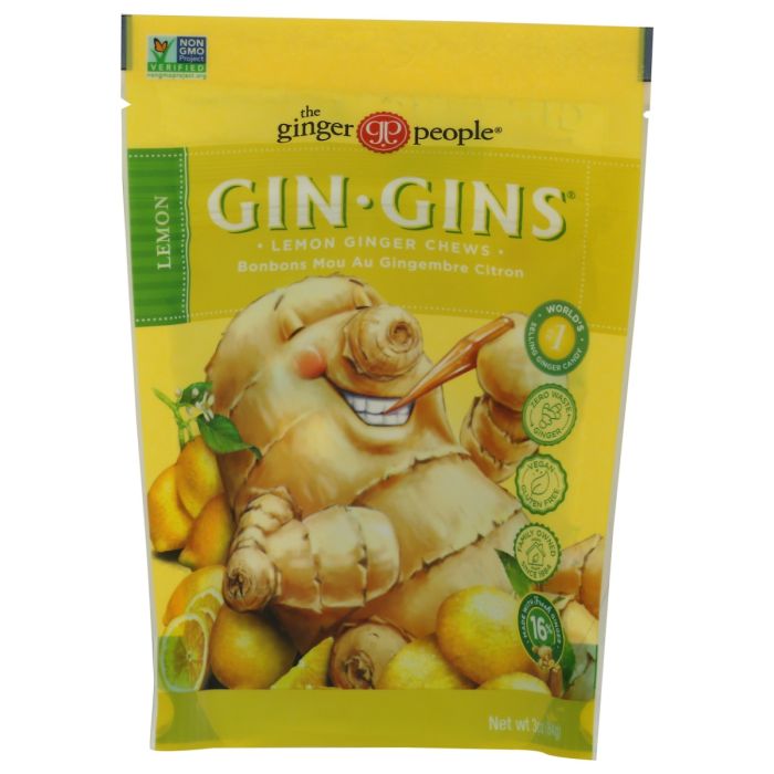 THE GINGER PEOPLE: Gin Gins Lemon Ginger Chews, 3 oz