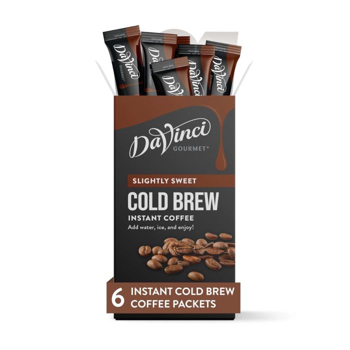 DAVINCI GOURMET: Slightly Sweet Cold Brew Instant Coffee Packets 6ct, 3.18 oz