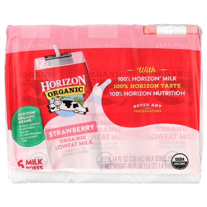 HORIZON: Organic Lowfat Milk Strawberry 6pk, 48 fo