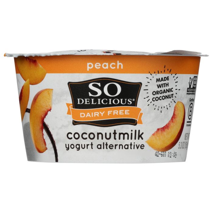 SO DELICIOUS: Peach Coconutmilk Yogurt, 5.3 oz