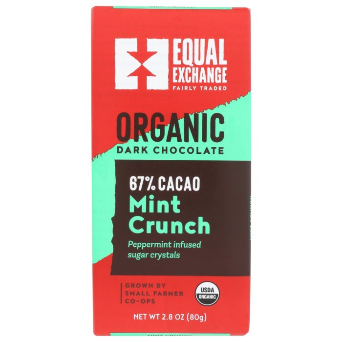 EQUAL EXCHANGE: Organic Dark Chocolate Mint Crunch 67 Percent Cacao, 2.8 oz