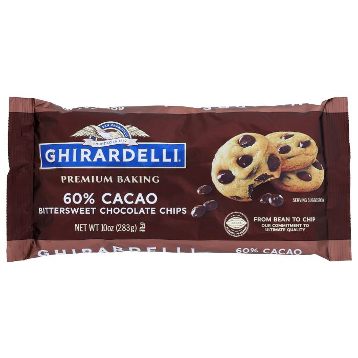GHIRARDELLI: Chocolate Baking Chips 60% Cacao Bittersweet Chocolate, 10 oz