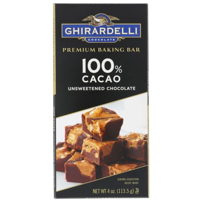 GHIRARDELLI: Premium Baking Bar 100% Cacao Unsweetened Chocolate, 4 oz