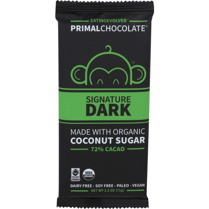 PRIMAL CHOCOLATE: Organic Signature Dark Chocolate Bar, 2.5 oz