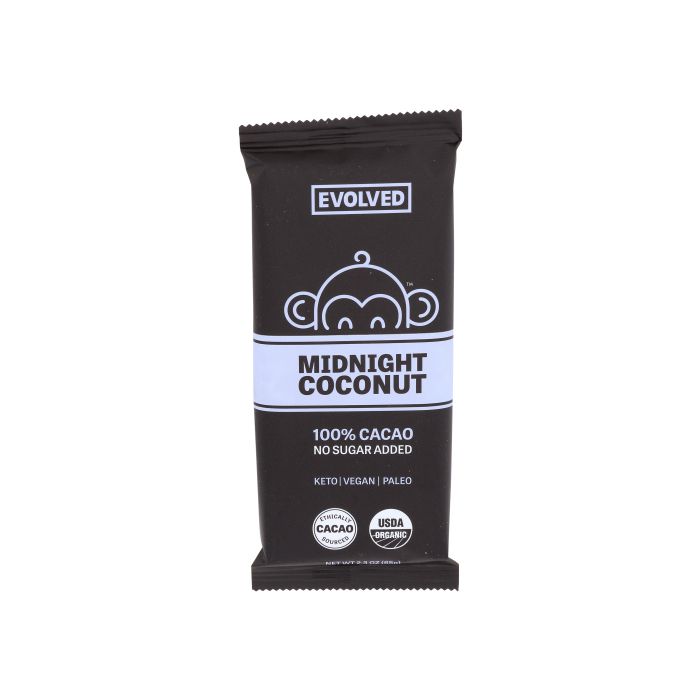 PRIMAL CHOCOLATE: Midnight Coconut Chocolate Bar, 2.5 oz