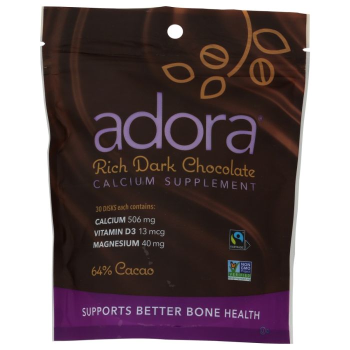 ADORA: Dark Chocolate Calcium Supplement Disk, 30 pc