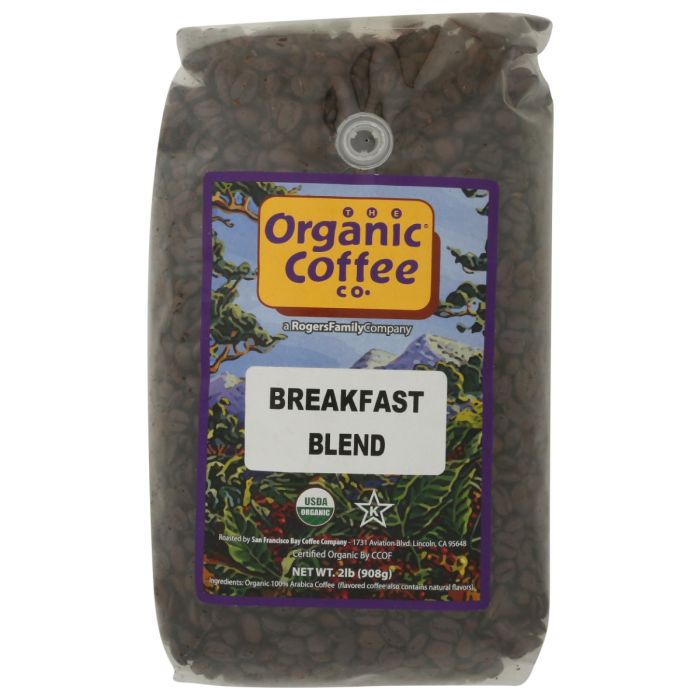 ORGANIC COFFEE CO: Organic Breakfast Blend Whole Bean Coffee, 2 lb