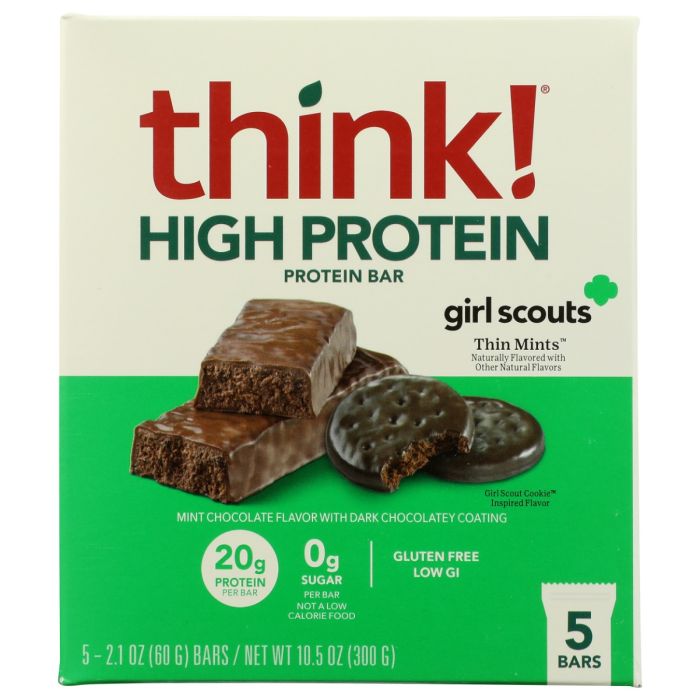 THINK!: Girl Scouts Chocolate Thin Mints High Protein Bar 5Pc, 10.5 oz