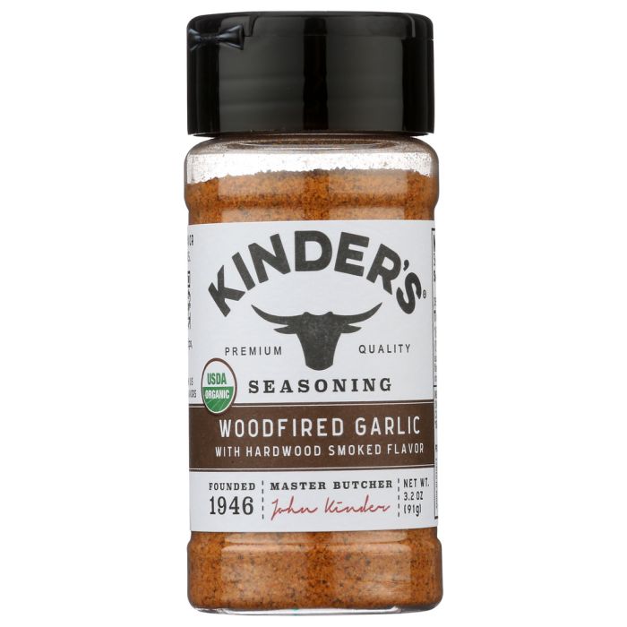 KINDERS: Ssng Garlic Woodfire Org, 3.5 OZ