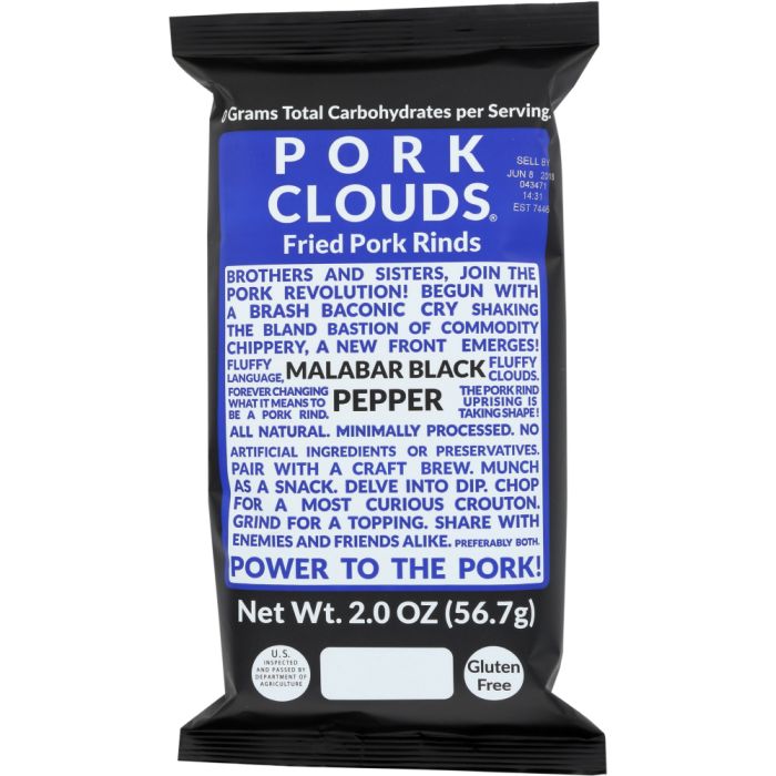 PORK CLOUDS: Pork Skins Black Pepper, 2 oz