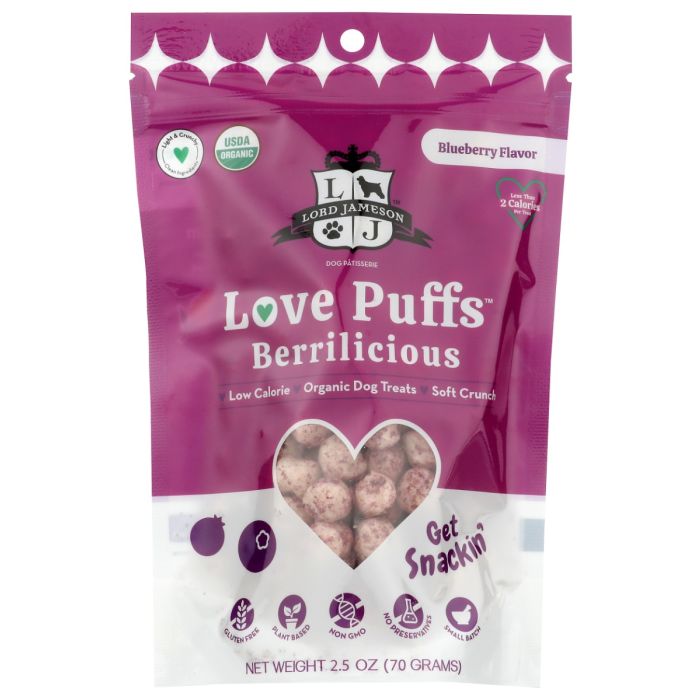 LORD JAMESON: Love Puffs Berrilicious Organic Dog Treats, 2.5 oz