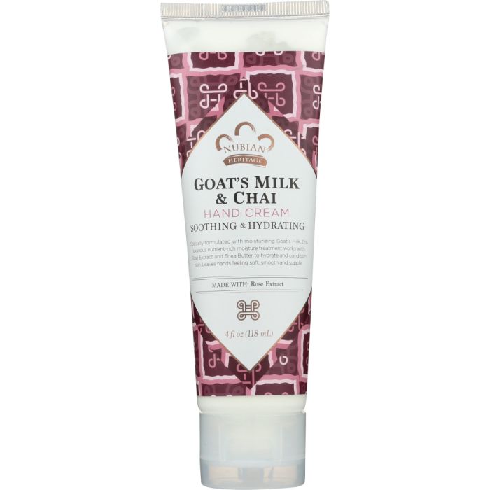 NUBIAN HERITAGE: Hand Cream Goat's Milk & Chai with Rose Extract, 4 oz